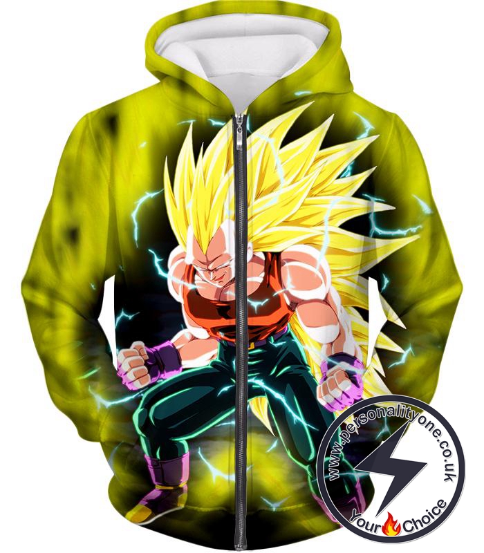 Dragon Ball Super Ultimate Fighter Vegeta Super Saiyan 3 Awesome Anime Zip Up Hoodie